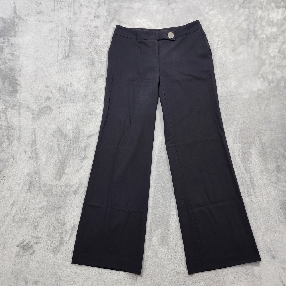 Alfani Pants Womens‎ 4 Black Mid Rise Wide Leg Button Tab Waist Stretch Office